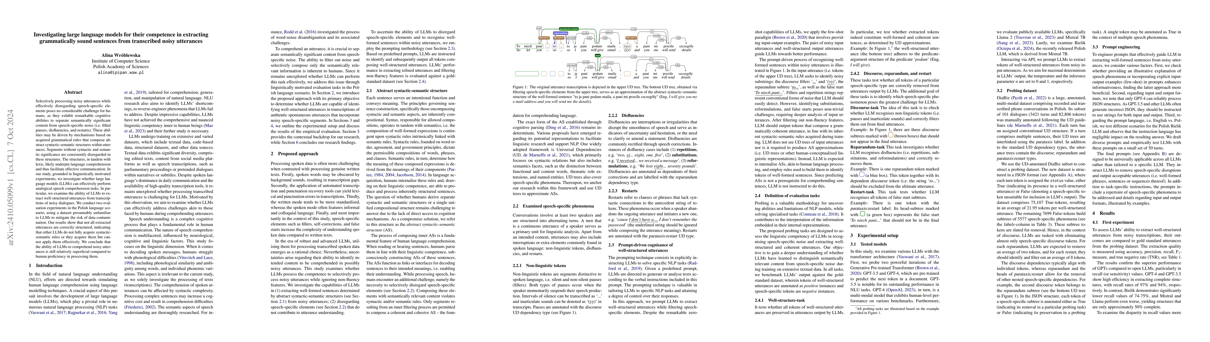 Thumbnail for Investigating large language models for their competence in extracting
  grammatically sound sentences from transcribed noisy utterances