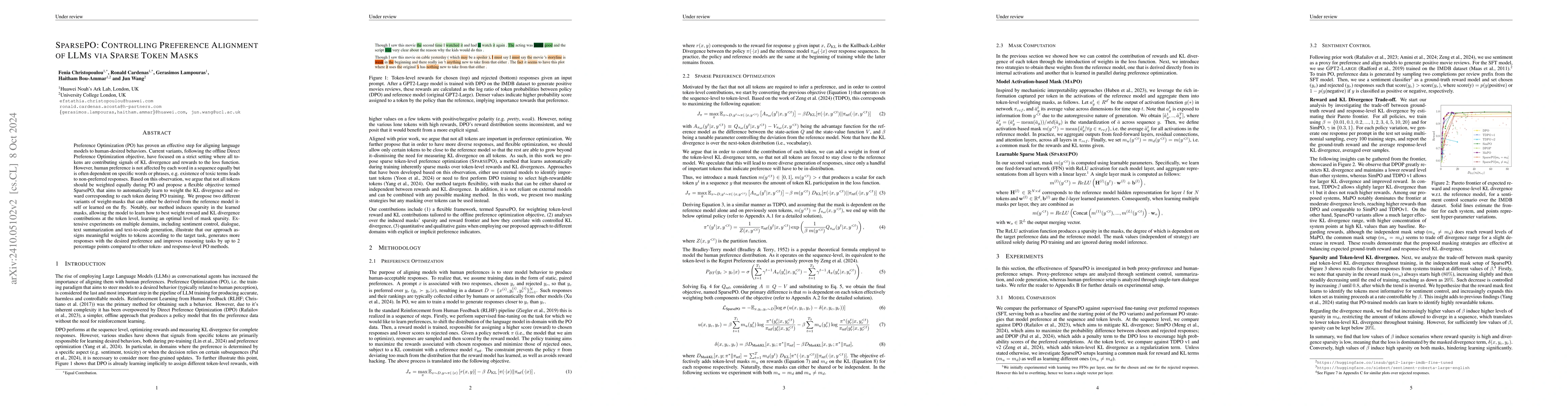 Thumbnail for SparsePO: Controlling Preference Alignment of LLMs via Sparse Token
  Masks
