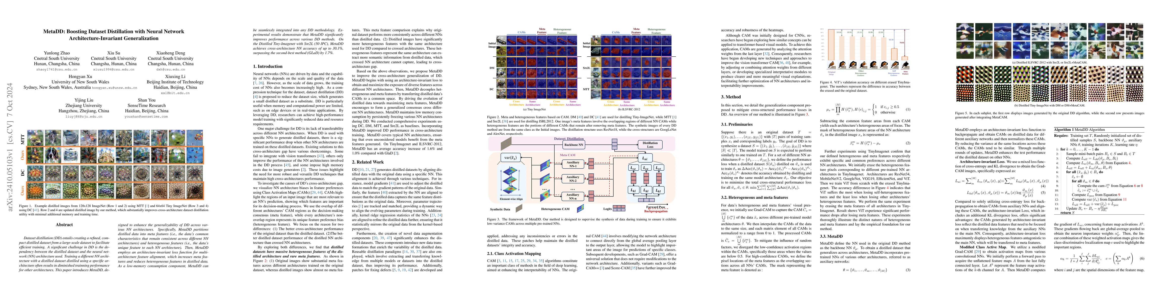 Thumbnail for MetaDD: Boosting Dataset Distillation with Neural Network
  Architecture-Invariant Generalization