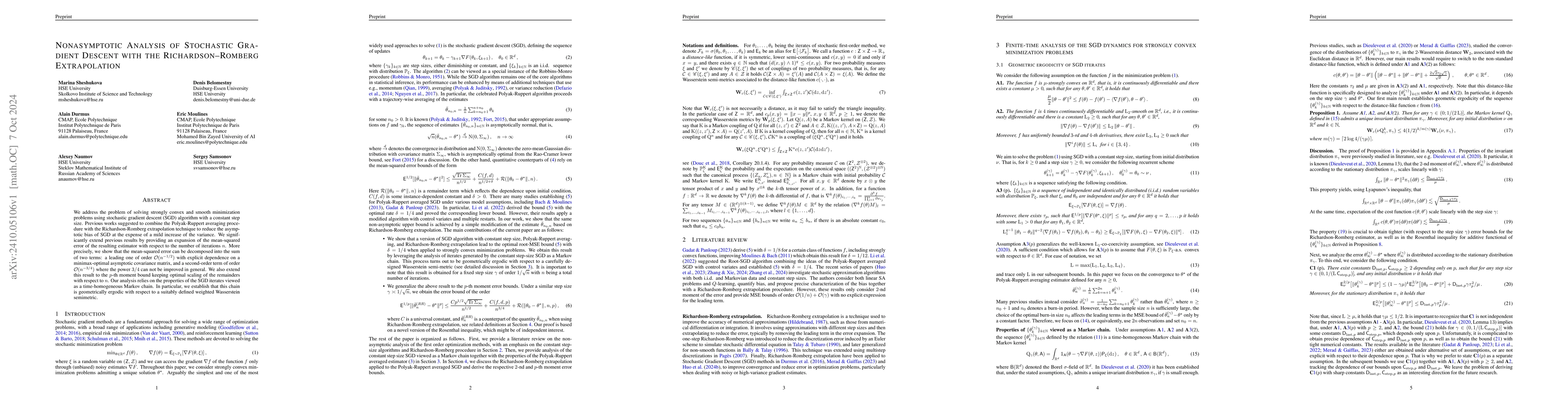 Thumbnail for Nonasymptotic Analysis of Stochastic Gradient Descent with the
  Richardson-Romberg Extrapolation