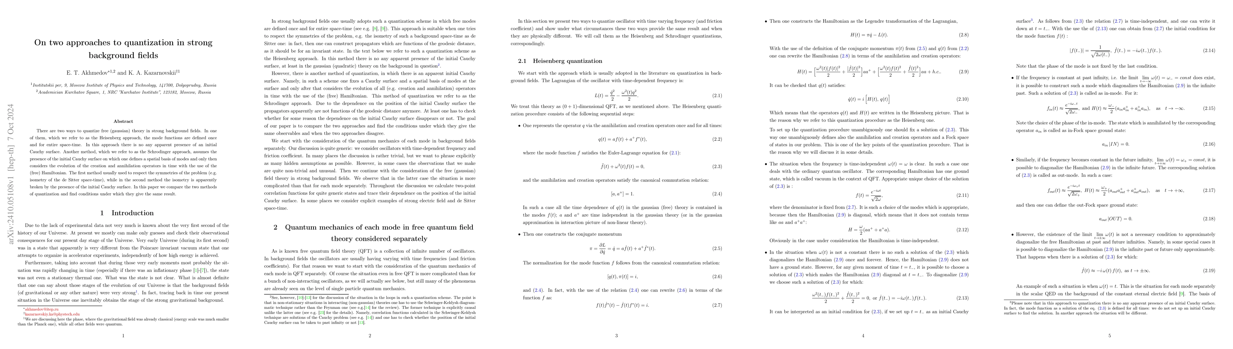 Thumbnail for On two approaches to quantization in strong background fields