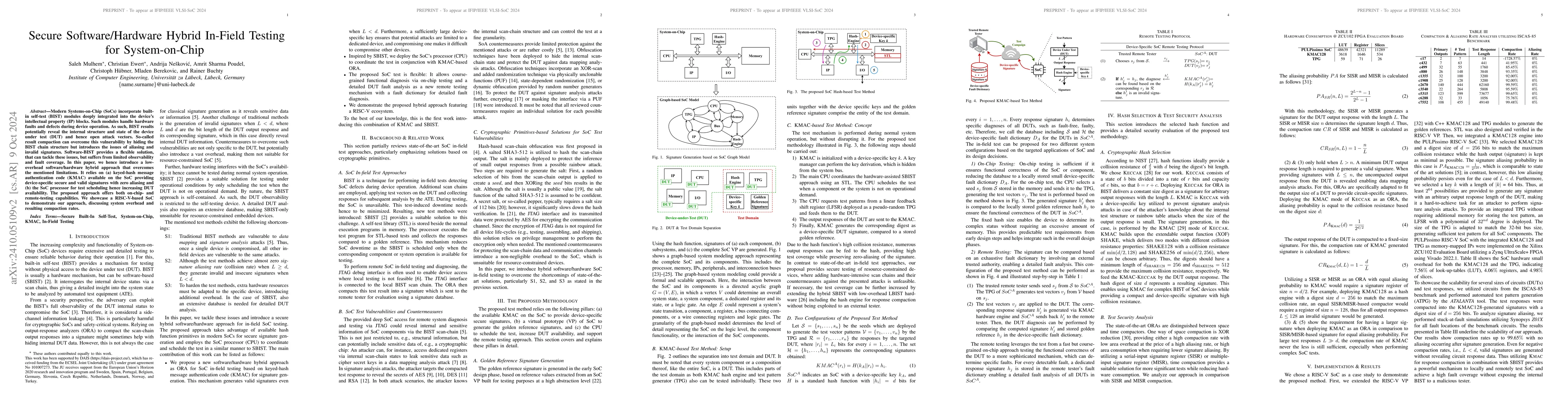 Thumbnail for Secure Software/Hardware Hybrid In-Field Testing for System-on-Chip