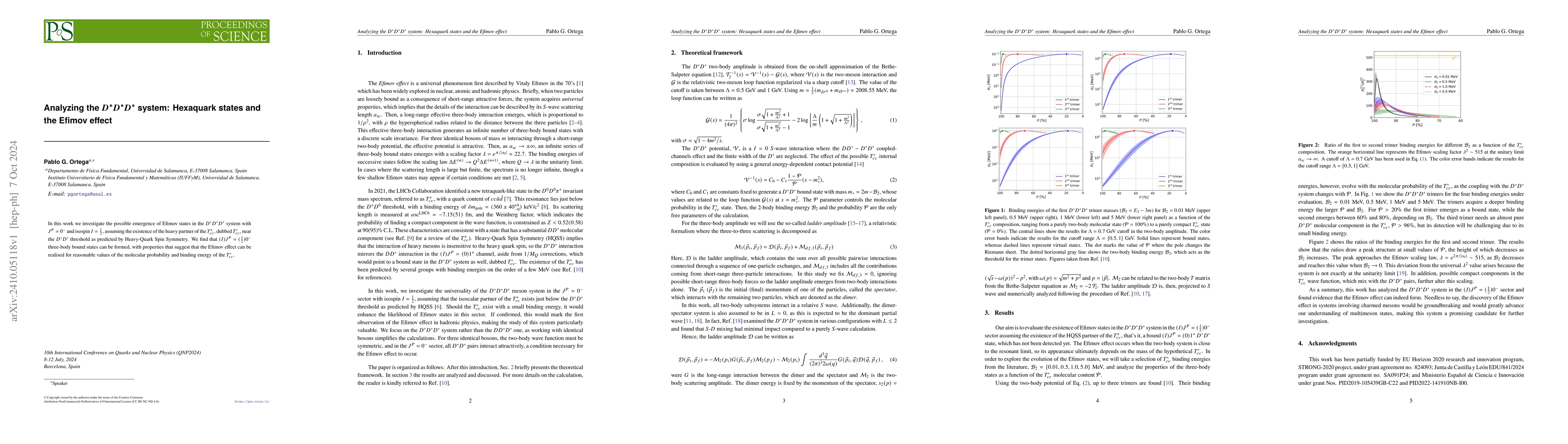 Thumbnail for Analyzing the $D^*D^*D^*$ system: Hexaquark states and the Efimov effect