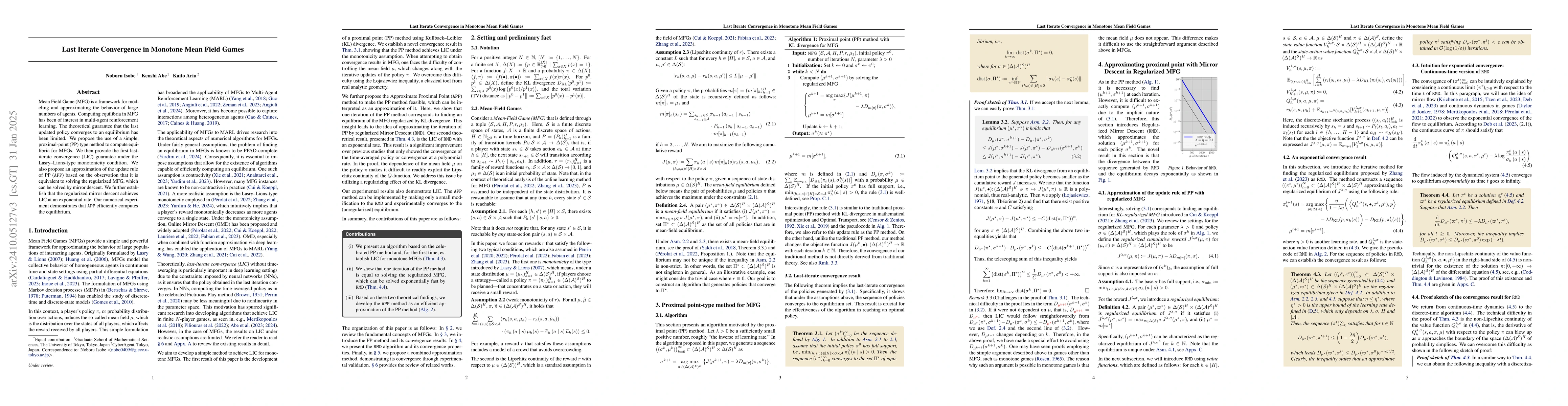 Thumbnail for Last Iterate Convergence in Monotone Mean Field Games