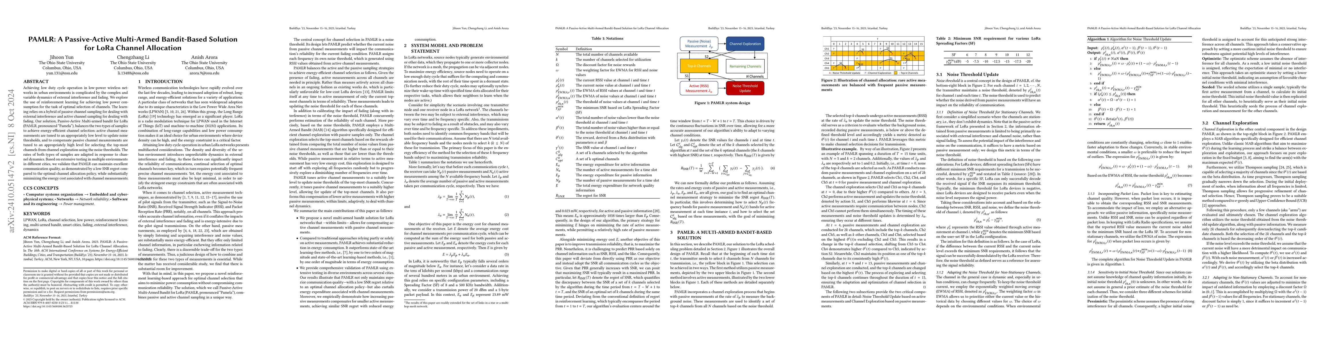 Thumbnail for PAMLR: A Passive-Active Multi-Armed Bandit-Based Solution for LoRa
  Channel Allocation