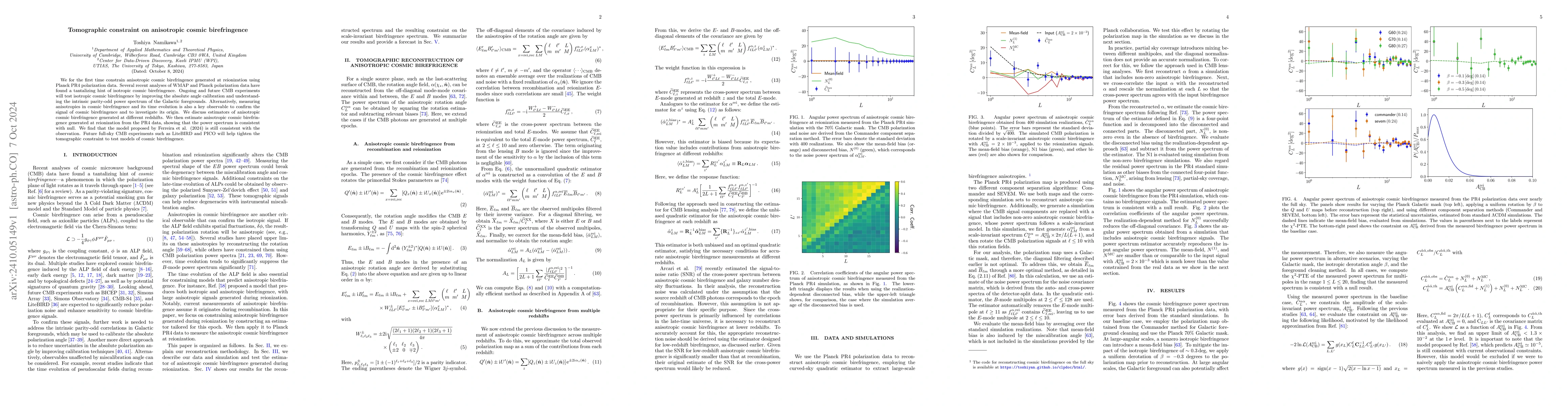 Thumbnail for Tomographic constraint on anisotropic cosmic birefringence