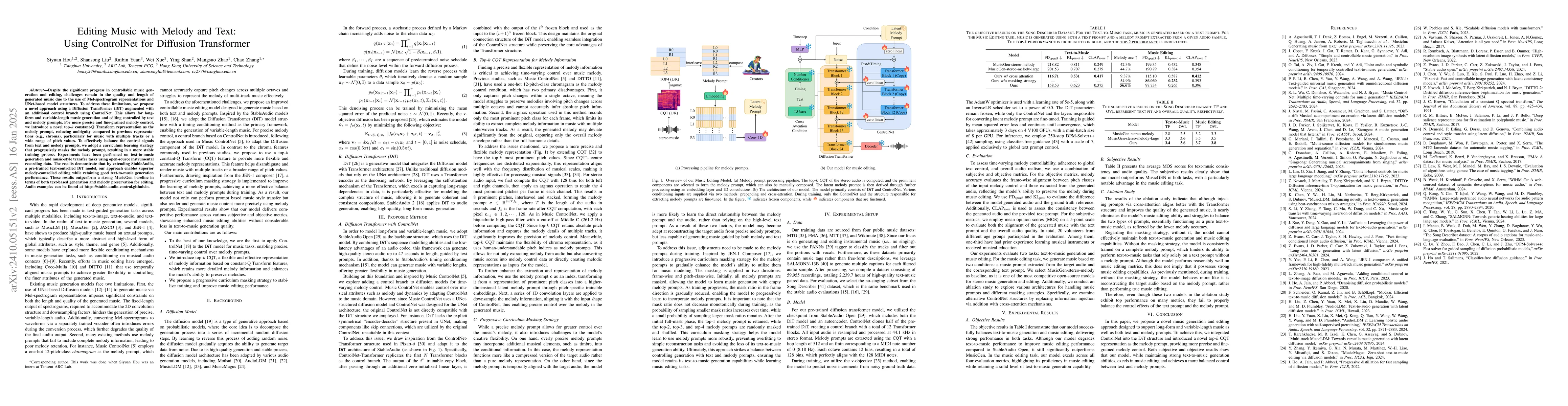 Thumbnail for Editing Music with Melody and Text: Using ControlNet for Diffusion
  Transformer