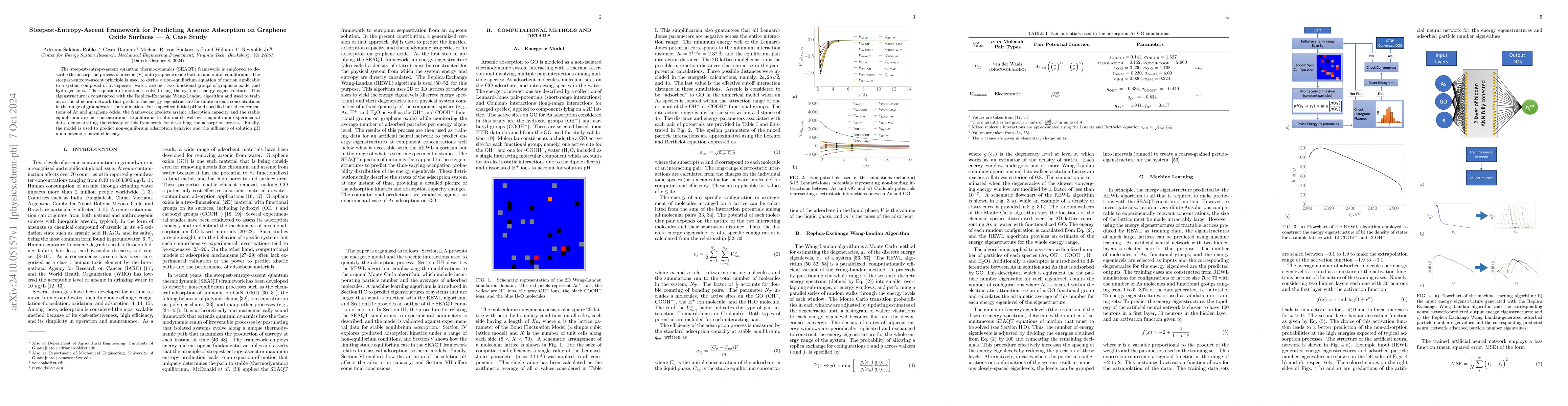Thumbnail for Steepest-Entropy-Ascent Framework for Predicting Arsenic Adsorption on
  Graphene Oxide Surfaces -- A Case Study