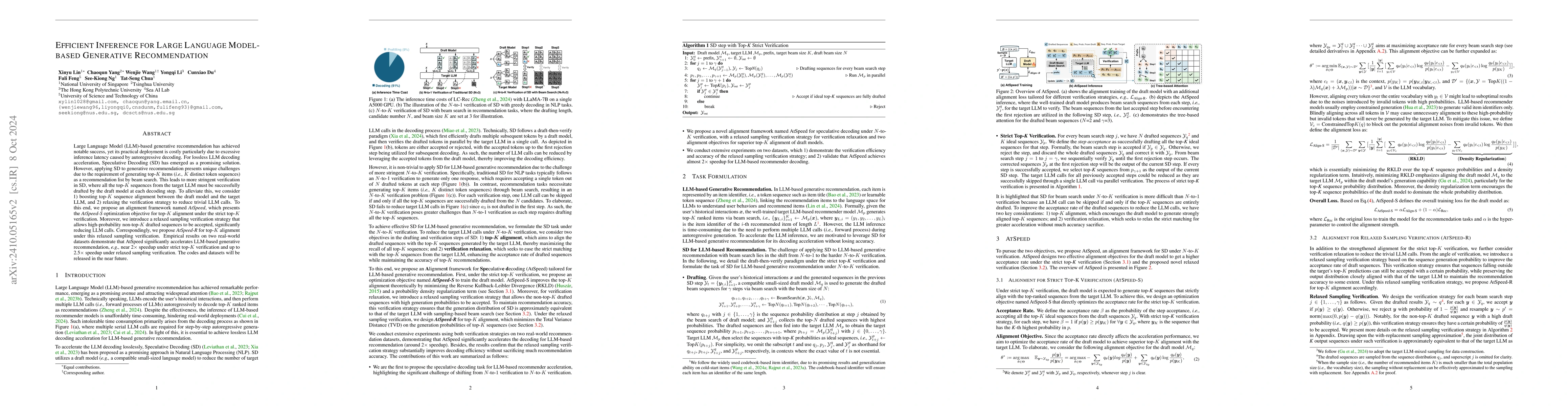 Thumbnail for Efficient Inference for Large Language Model-based Generative
  Recommendation