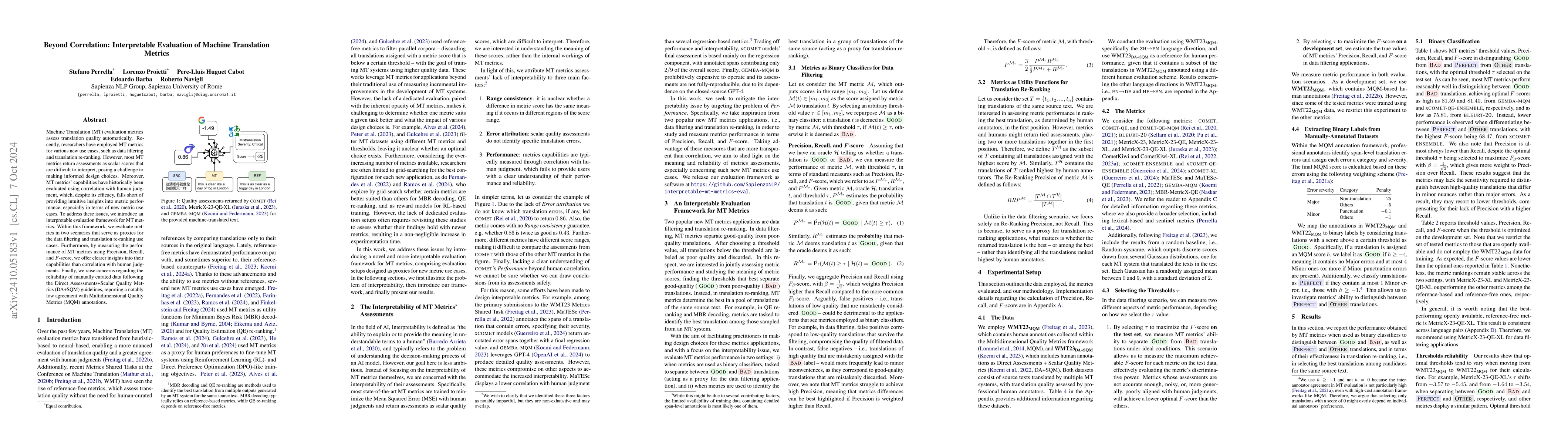 Thumbnail for Beyond Correlation: Interpretable Evaluation of Machine Translation
  Metrics