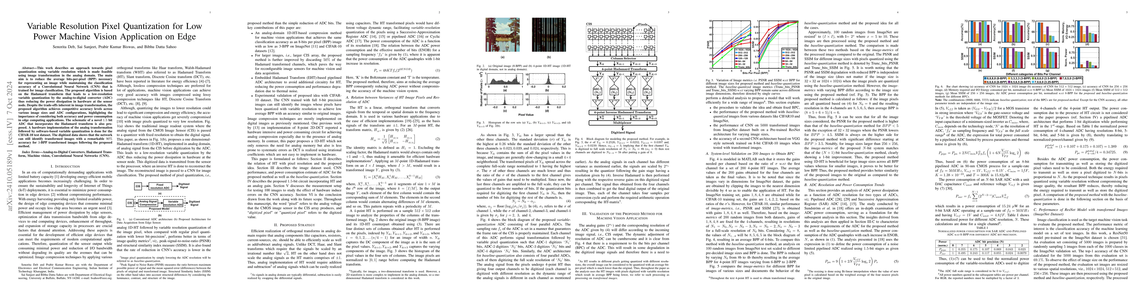 Thumbnail for Variable Resolution Pixel Quantization for Low Power Machine Vision
  Application on Edge
