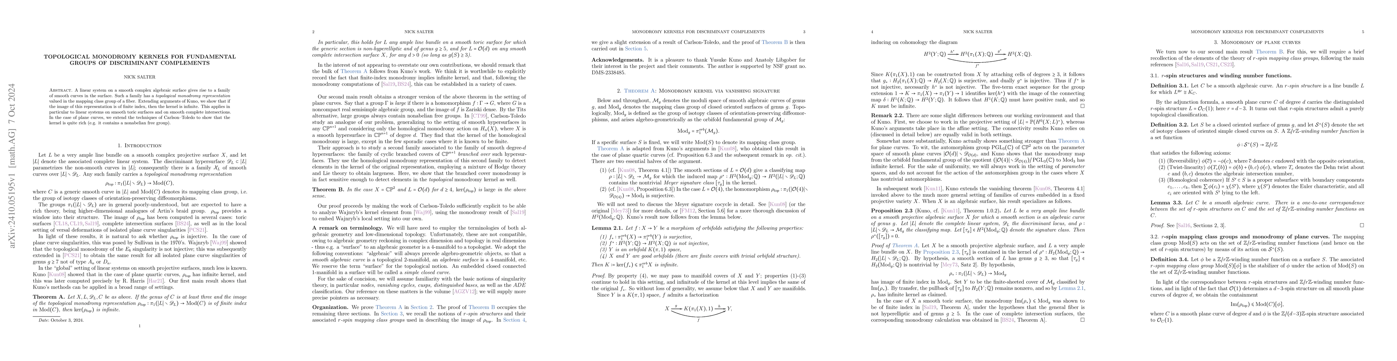 Thumbnail for Topological monodromy kernels for fundamental groups of discriminant
  complements