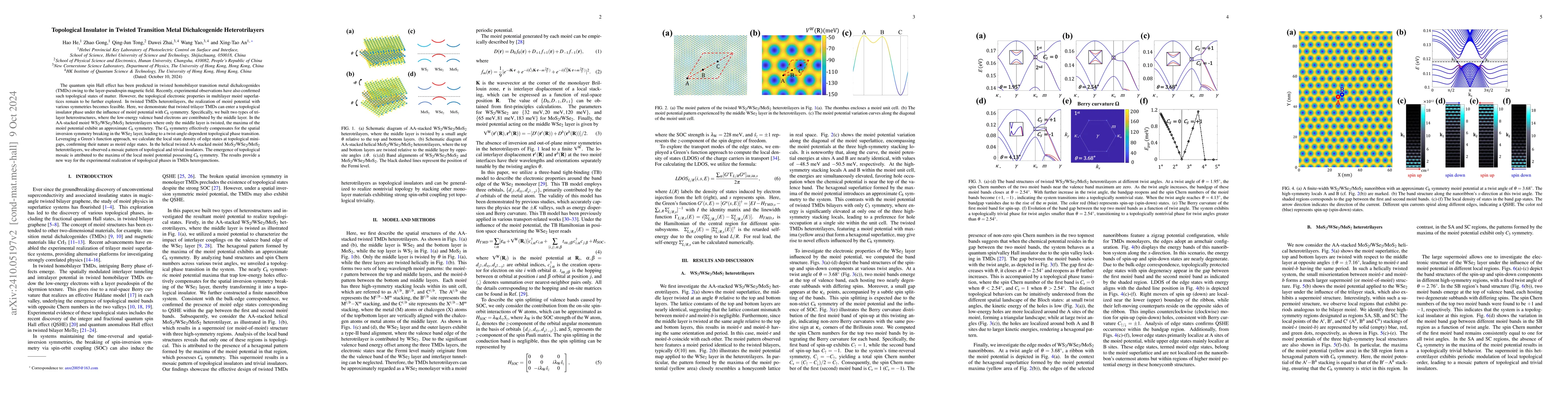 Thumbnail for Topological Insulator in Twisted Transition Metal Dichalcogenide
  Heterotrilayers