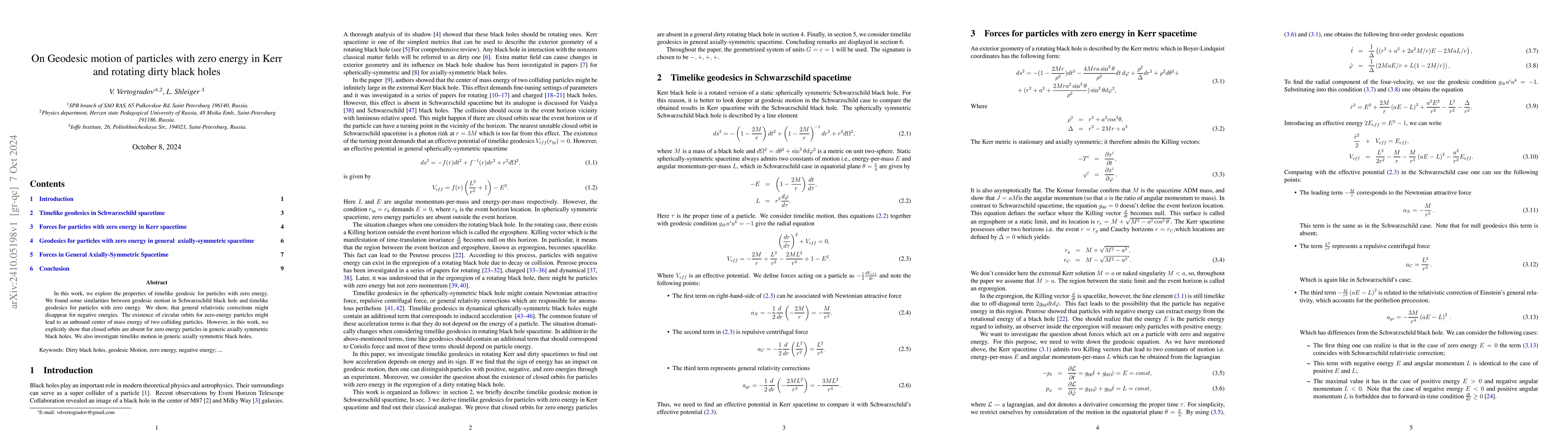 Thumbnail for On Geodesic motion of particles with zero energy in Kerr and rotating
  dirty black holes
