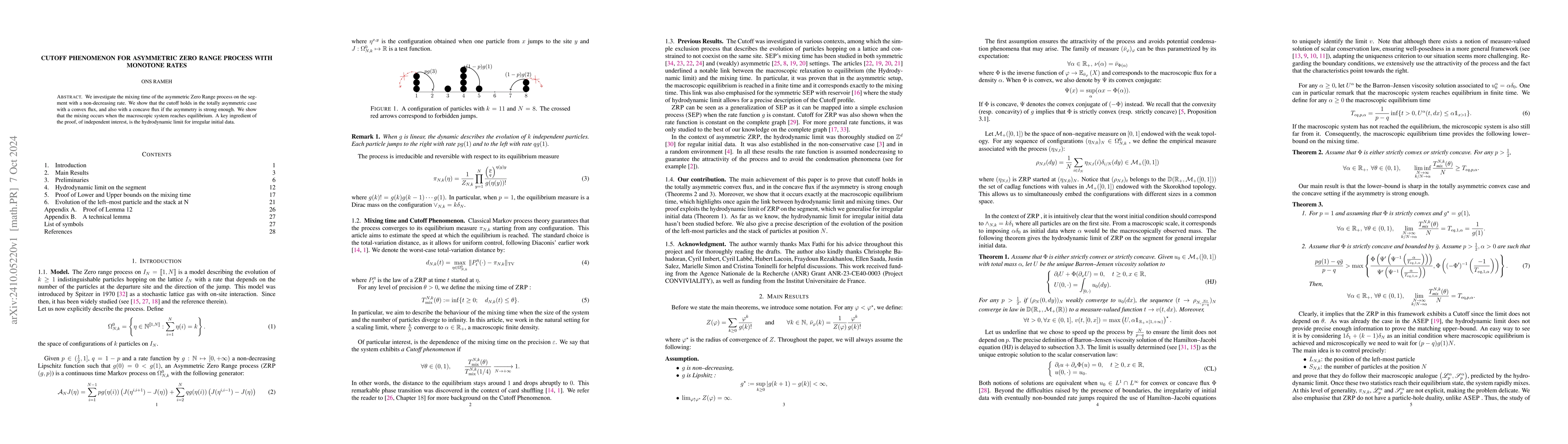 Thumbnail for Cutoff phenomenon for asymmetric zero range process with monotone rates