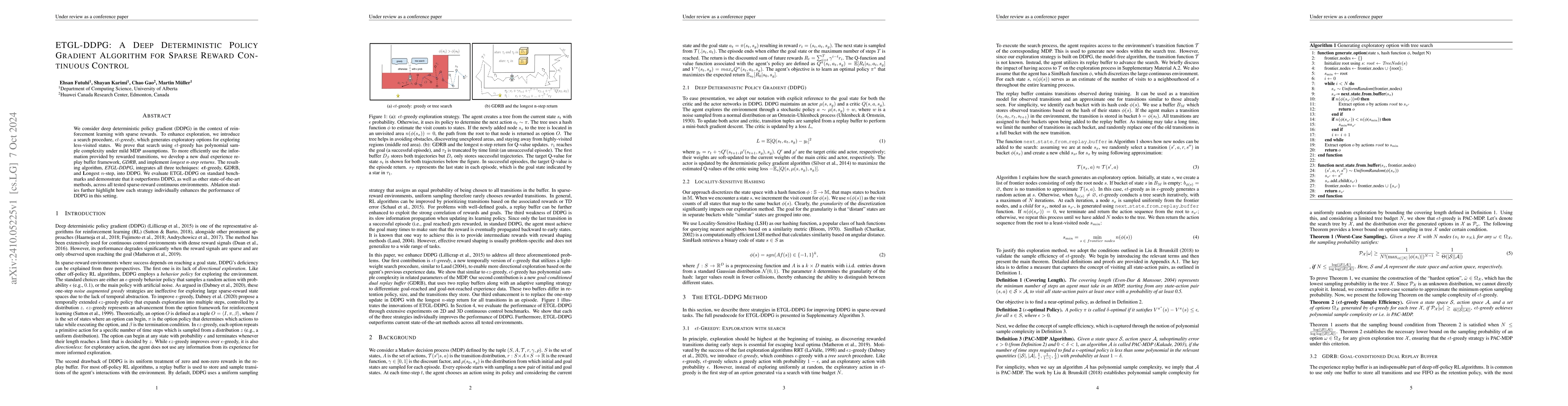 Thumbnail for ETGL-DDPG: A Deep Deterministic Policy Gradient Algorithm for Sparse
  Reward Continuous Control
