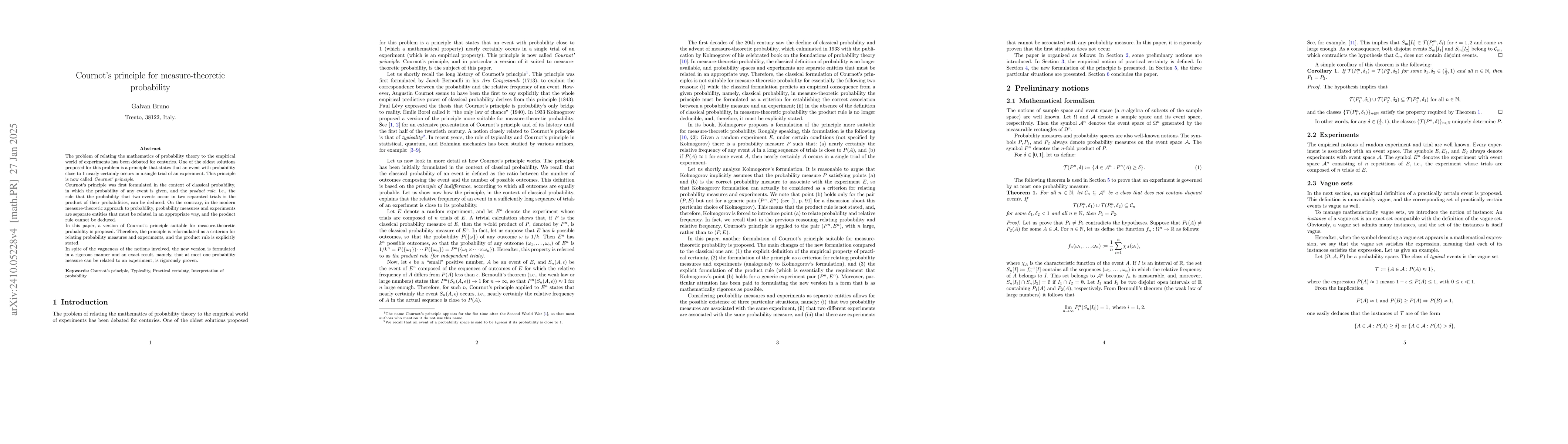 Thumbnail for Cournot's principle revisited