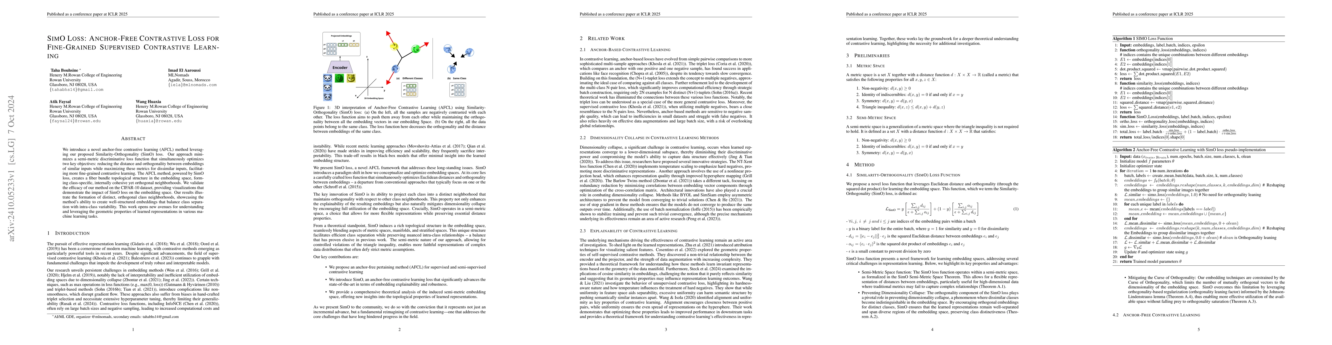 Thumbnail for SimO Loss: Anchor-Free Contrastive Loss for Fine-Grained Supervised
  Contrastive Learning