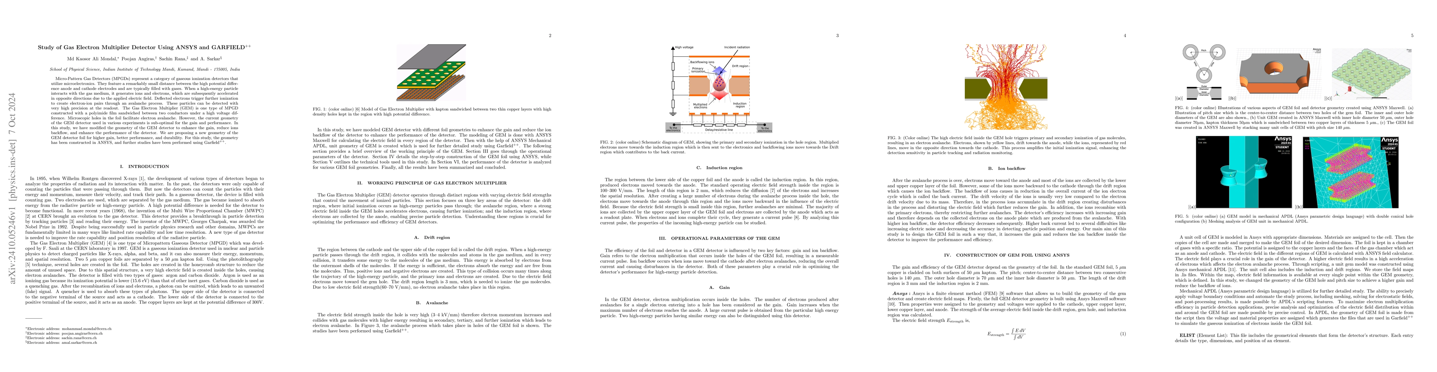 Thumbnail for Study of Gas Electron Multiplier Detector Using ANSYS and
  GARFIELD$^{++}$