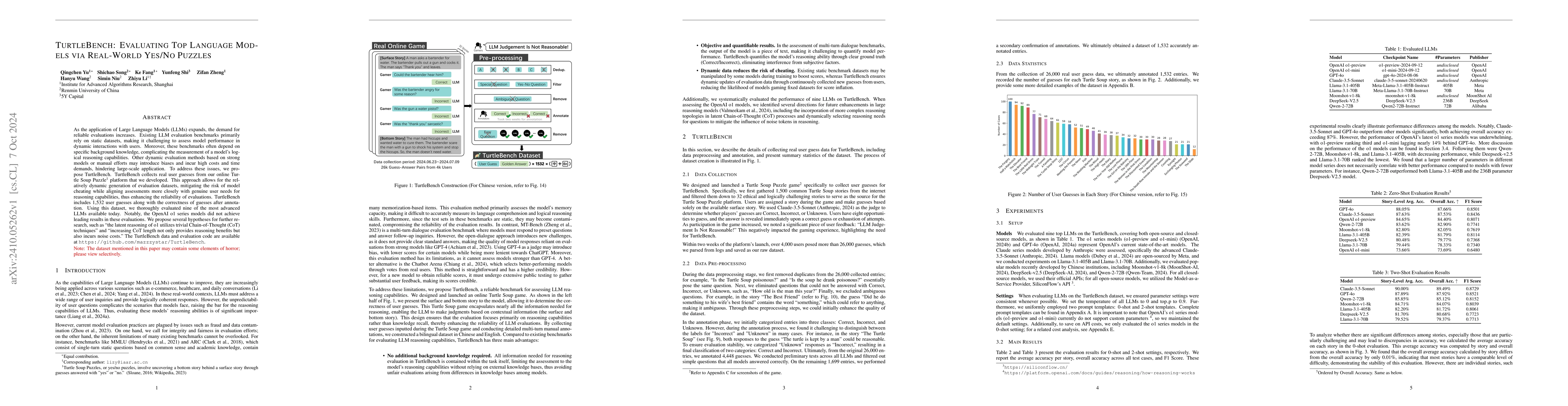 Thumbnail for TurtleBench: Evaluating Top Language Models via Real-World Yes/No
  Puzzles