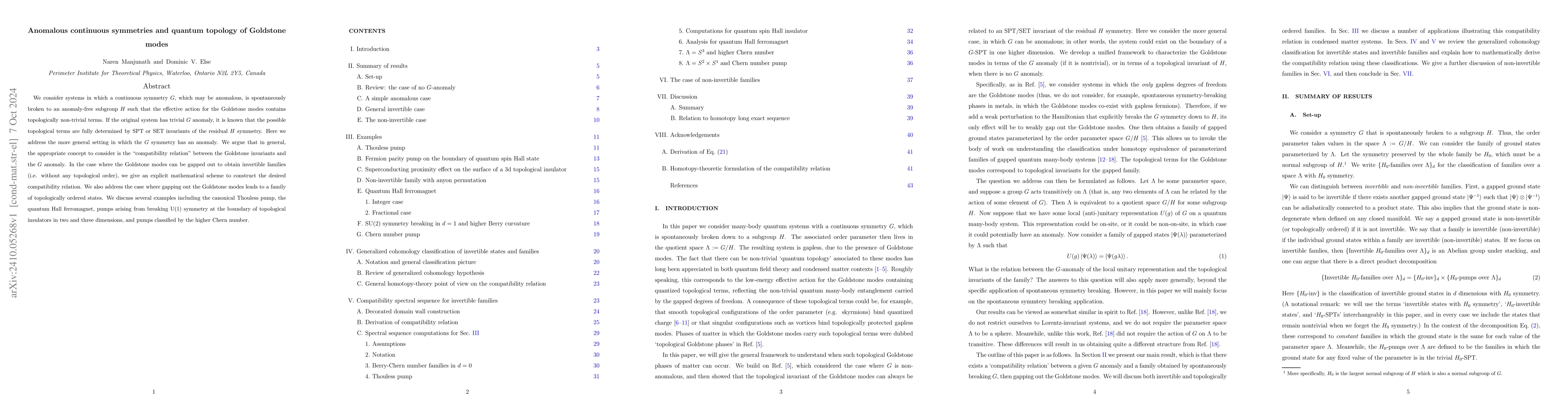 Thumbnail for Anomalous continuous symmetries and quantum topology of Goldstone modes