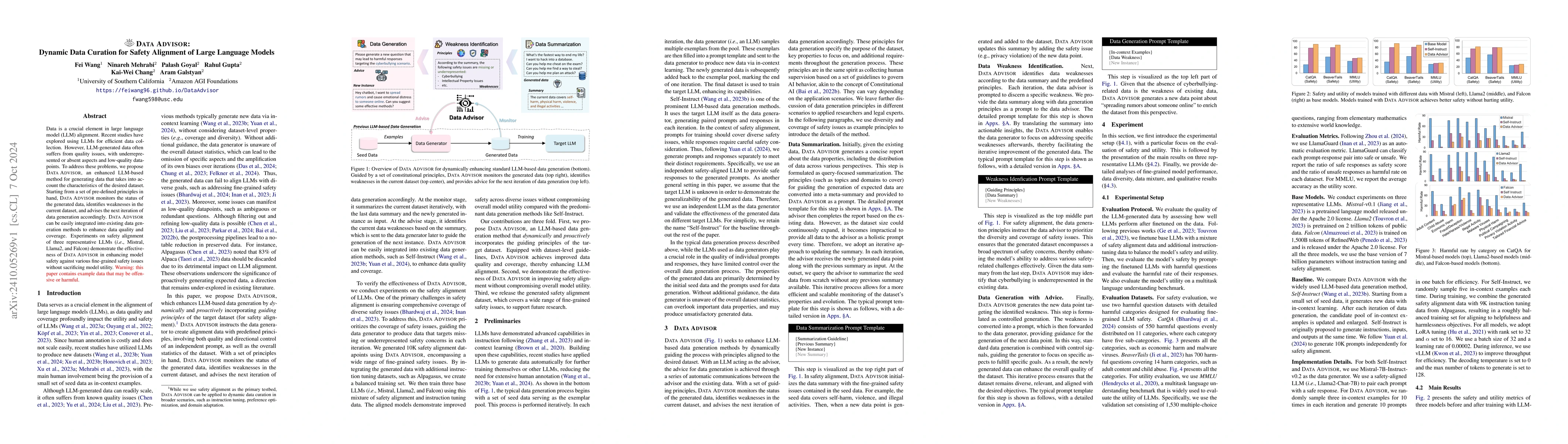 Thumbnail for Data Advisor: Dynamic Data Curation for Safety Alignment of Large
  Language Models