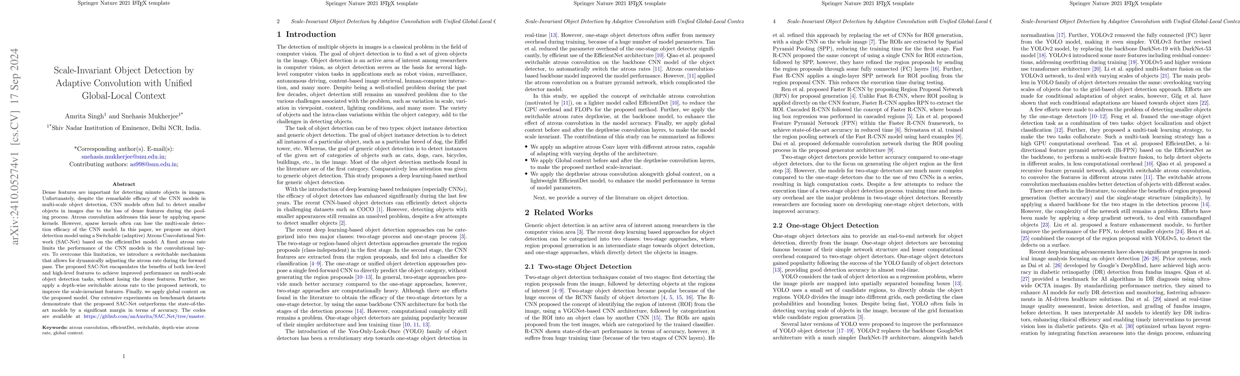 Thumbnail for Scale-Invariant Object Detection by Adaptive Convolution with Unified
  Global-Local Context