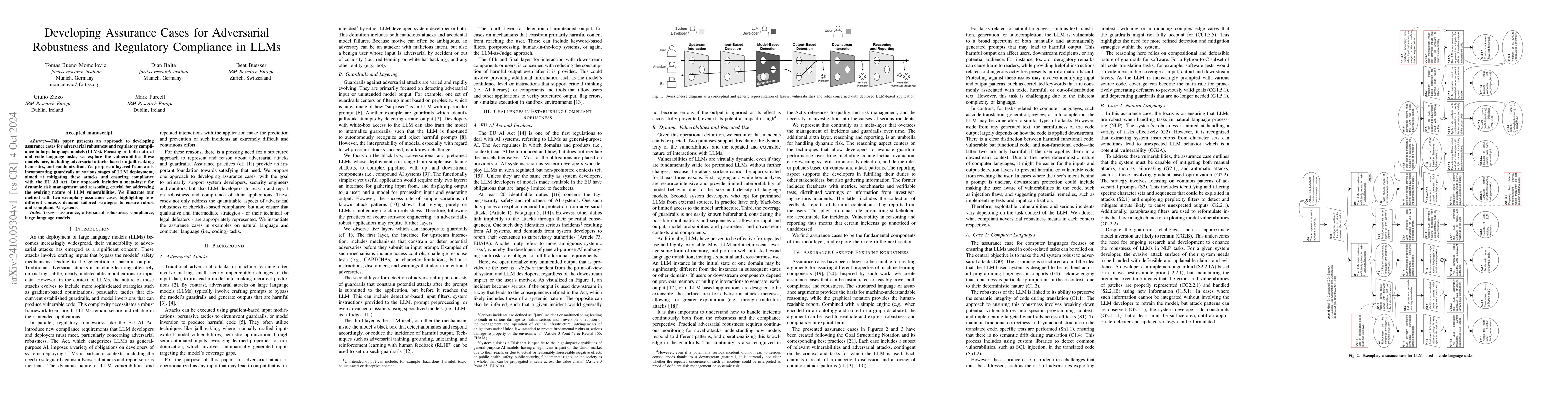 Thumbnail for Developing Assurance Cases for Adversarial Robustness and Regulatory
  Compliance in LLMs