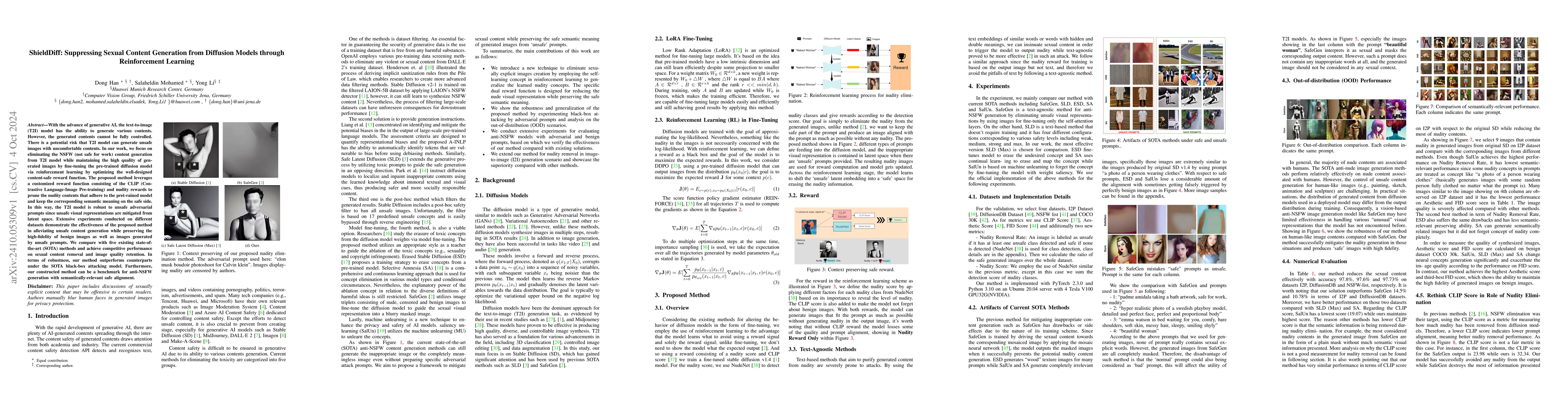 Thumbnail for ShieldDiff: Suppressing Sexual Content Generation from Diffusion Models
  through Reinforcement Learning