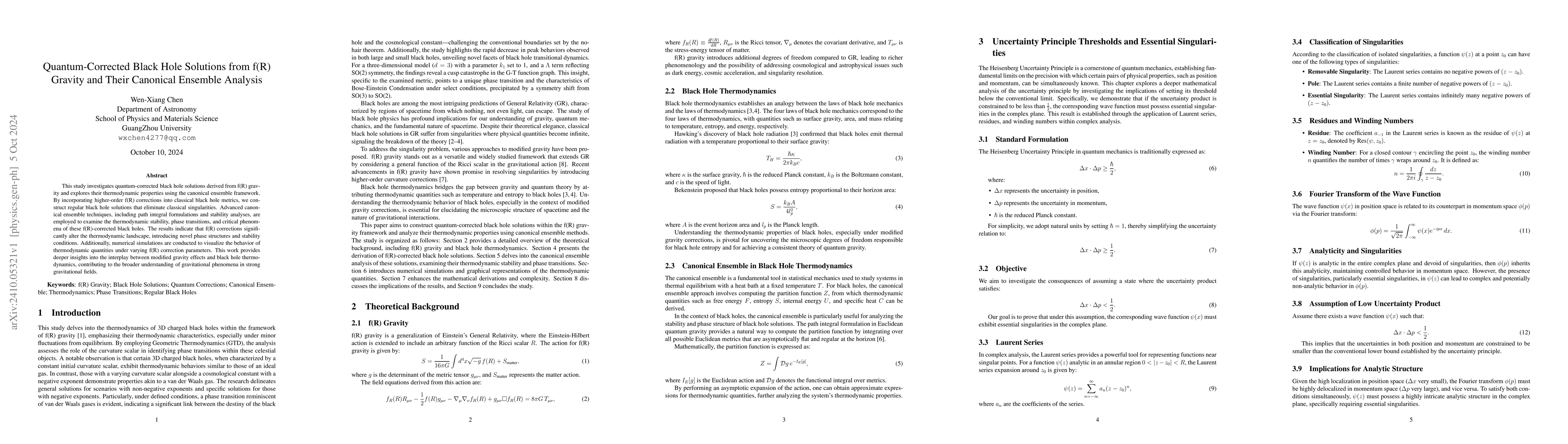 Thumbnail for Quantum-Corrected Black Hole Solutions from f(R) Gravity and Their
  Canonical Ensemble Analysis