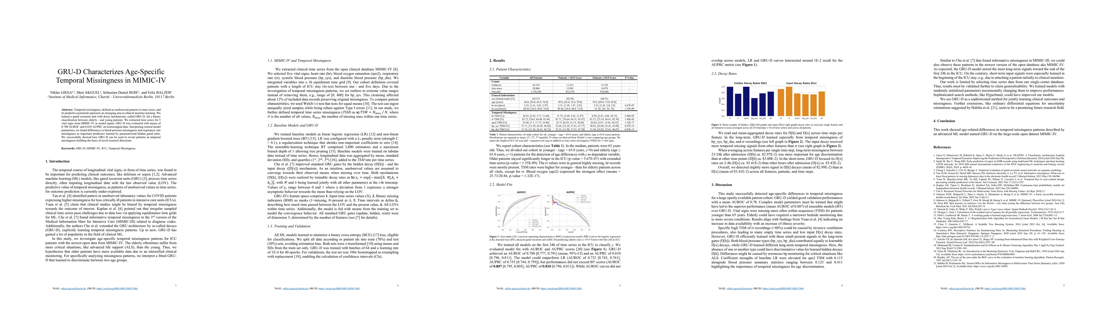 Thumbnail for GRU-D Characterizes Age-Specific Temporal Missingness in MIMIC-IV