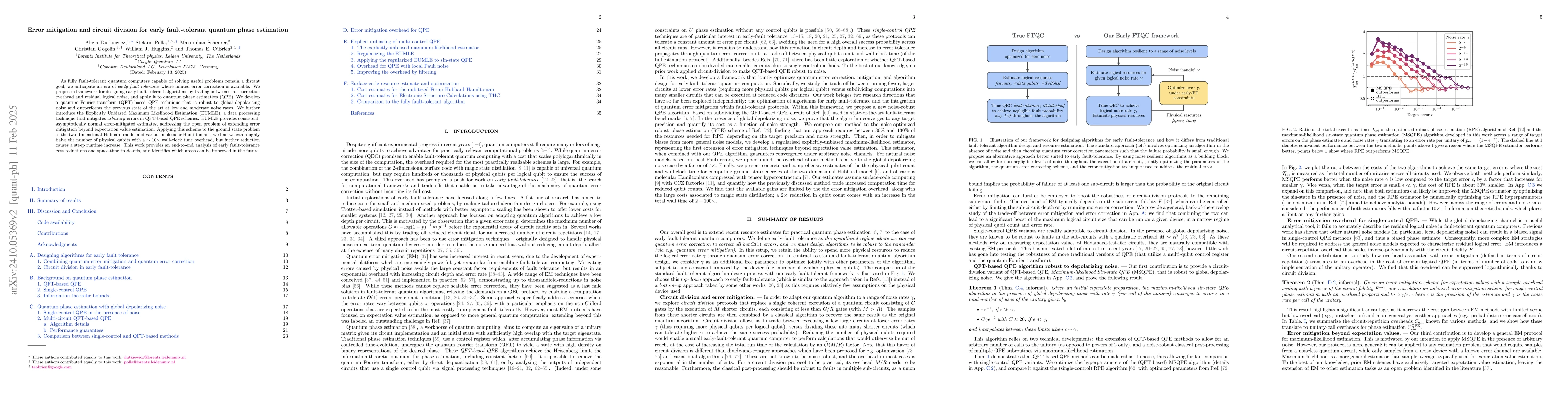 Thumbnail for Error mitigation and circuit division for early fault-tolerant quantum
  phase estimation