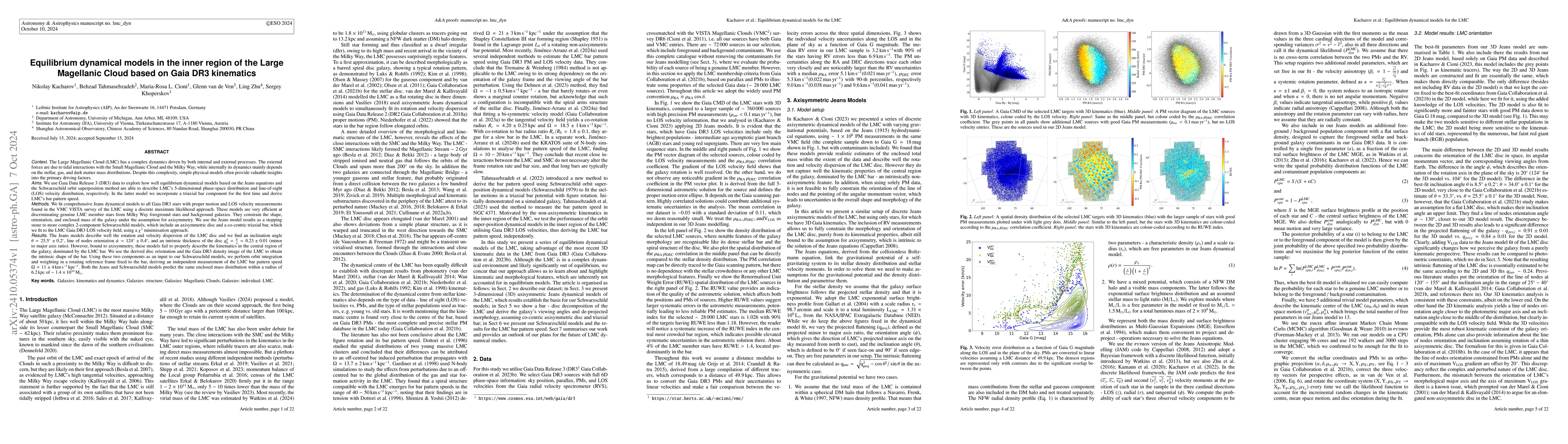 Thumbnail for Equilibrium dynamical models in the inner region of the Large Magellanic
  Cloud based on Gaia DR3 kinematics