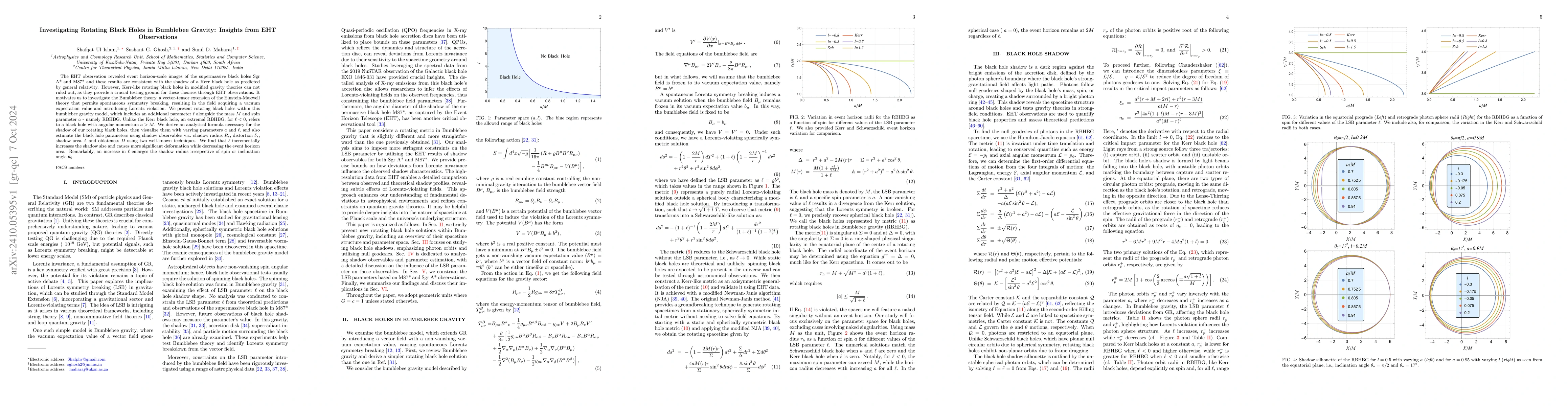 Thumbnail for Investigating Rotating Black Holes in Bumblebee Gravity: Insights from
  EHT Observations