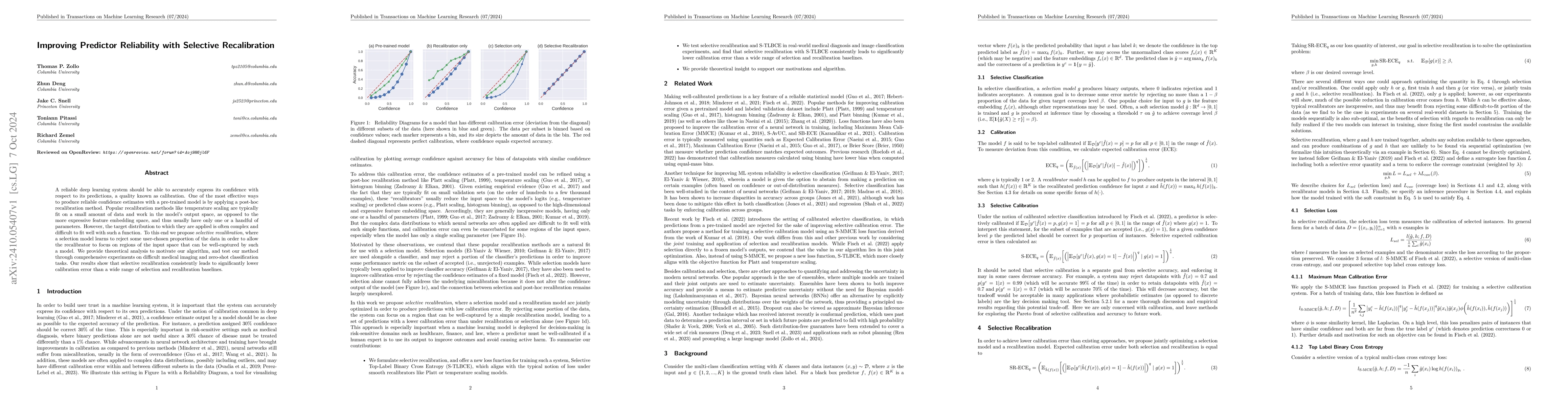 Thumbnail for Improving Predictor Reliability with Selective Recalibration