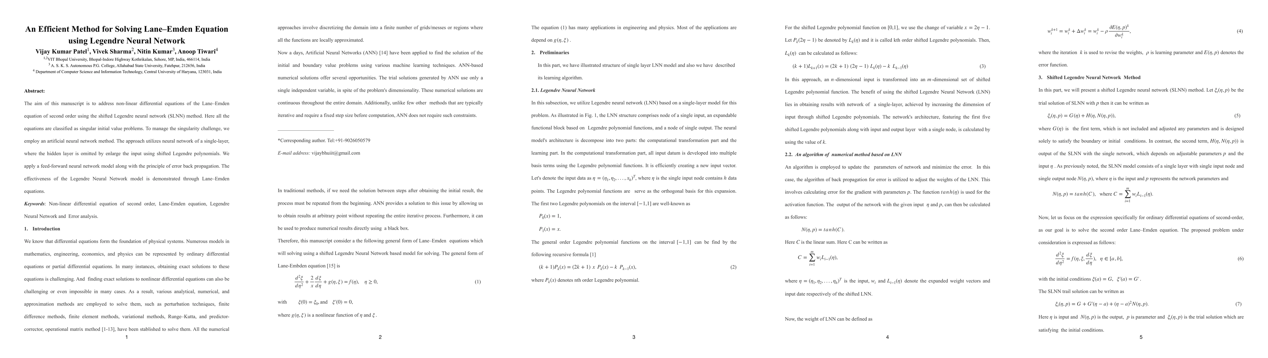 Thumbnail for An Efficient Method for Solving Lane Emden Equation using Legendre
  Neural Network