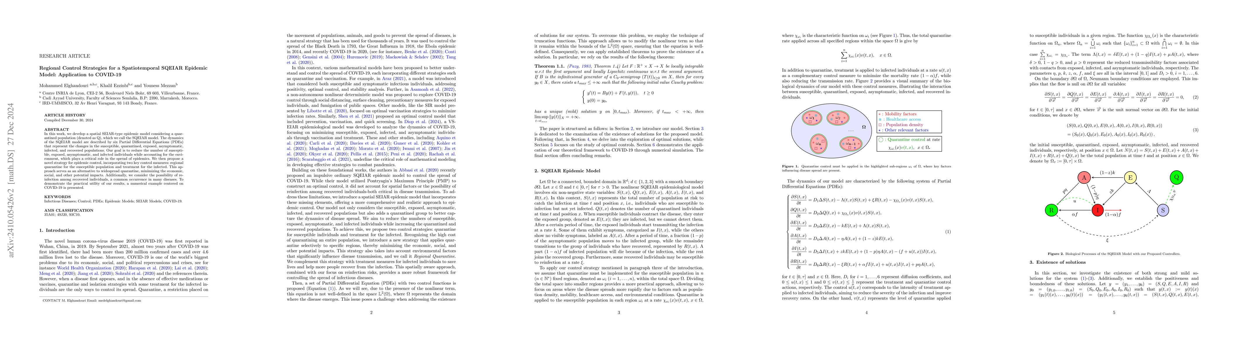 Thumbnail for Regional Control Strategies for a Spatiotemporal SQEIAR Epidemic Model:
  Application to COVID-19