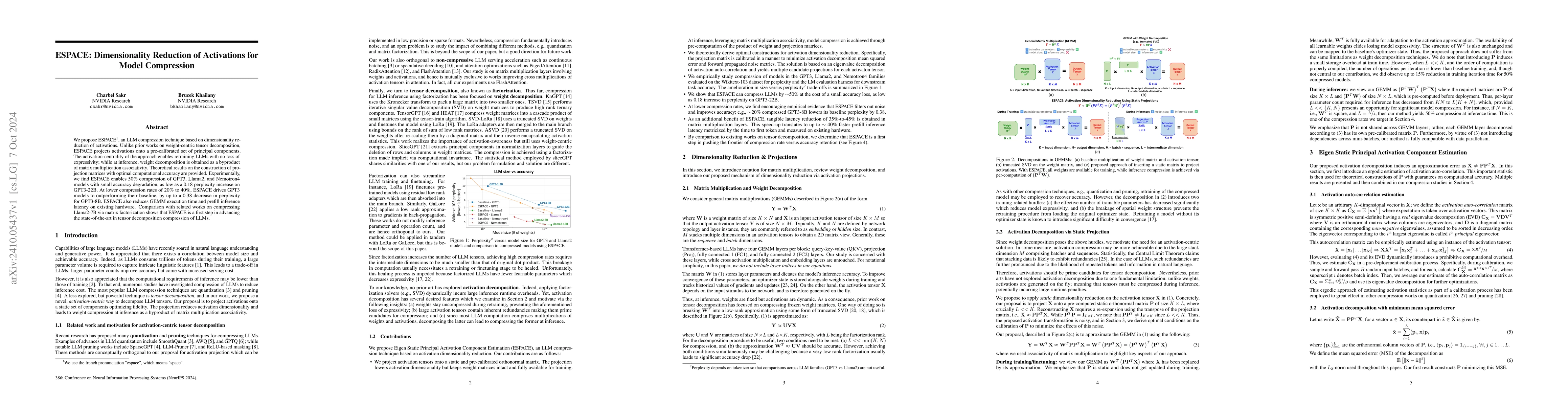 Thumbnail for ESPACE: Dimensionality Reduction of Activations for Model Compression