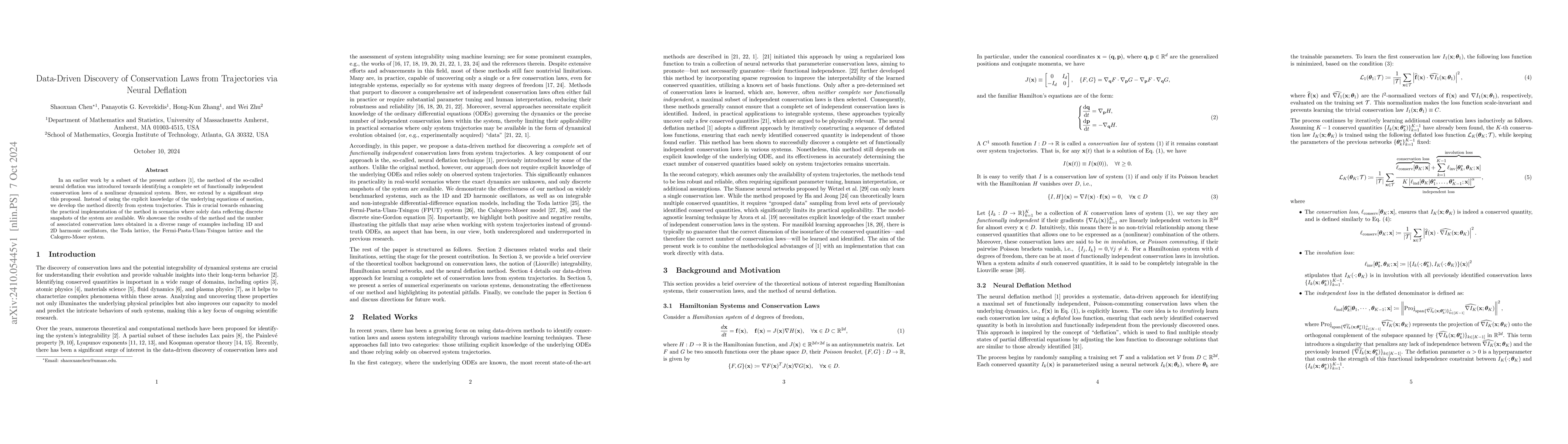 Thumbnail for Data-Driven Discovery of Conservation Laws from Trajectories via Neural
  Deflation