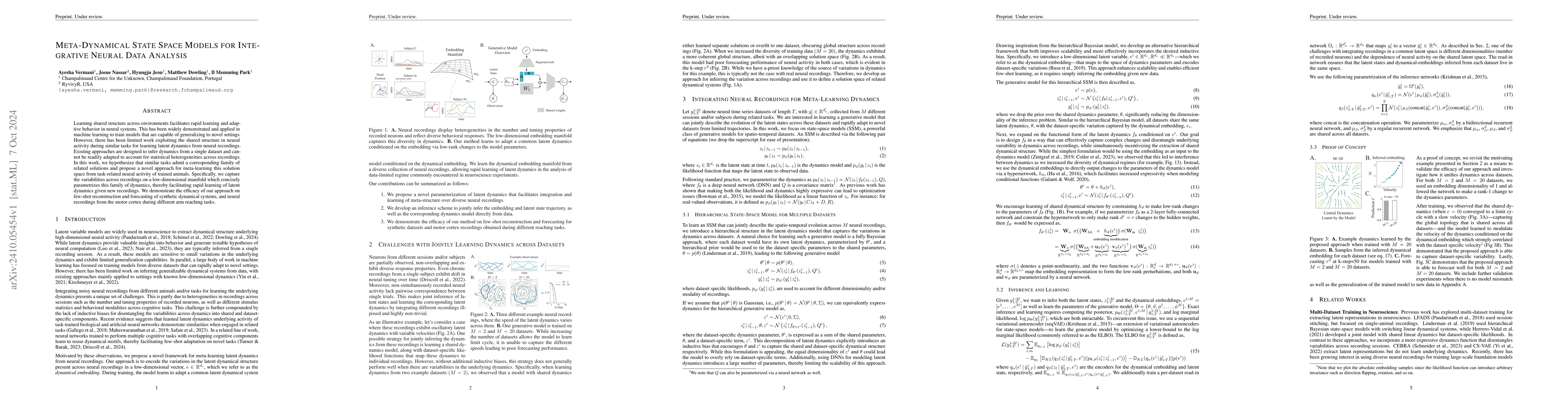 Thumbnail for Meta-Dynamical State Space Models for Integrative Neural Data Analysis