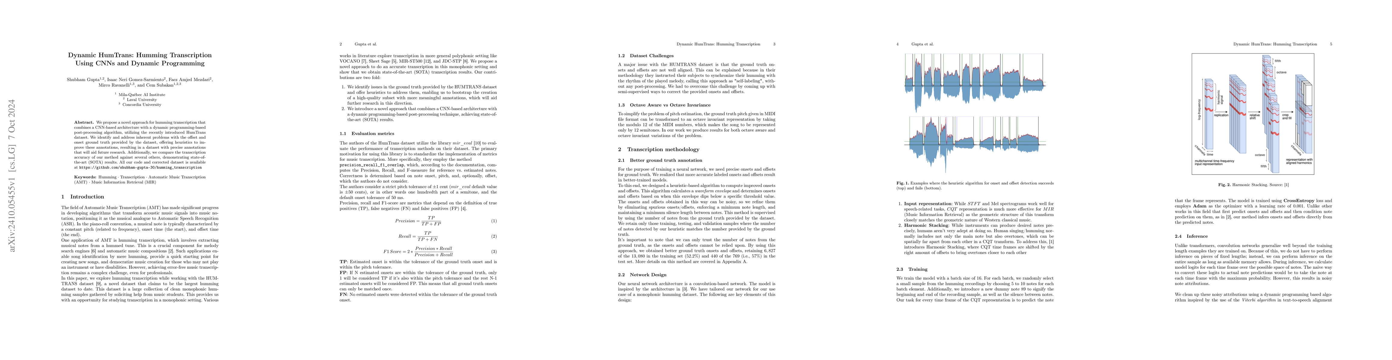 Thumbnail for Dynamic HumTrans: Humming Transcription Using CNNs and Dynamic
  Programming