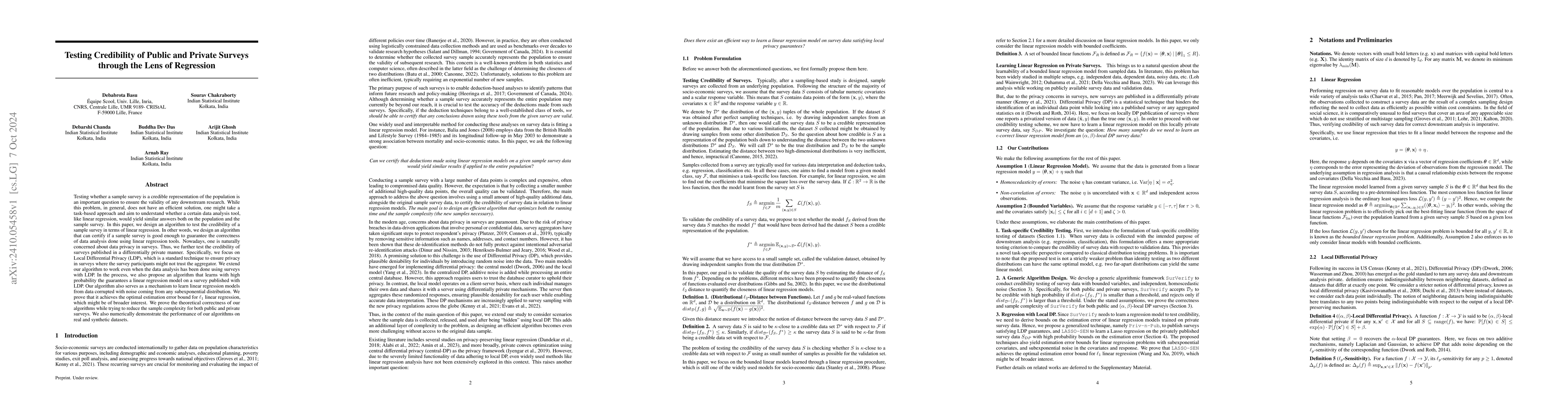 Thumbnail for Testing Credibility of Public and Private Surveys through the Lens of
  Regression