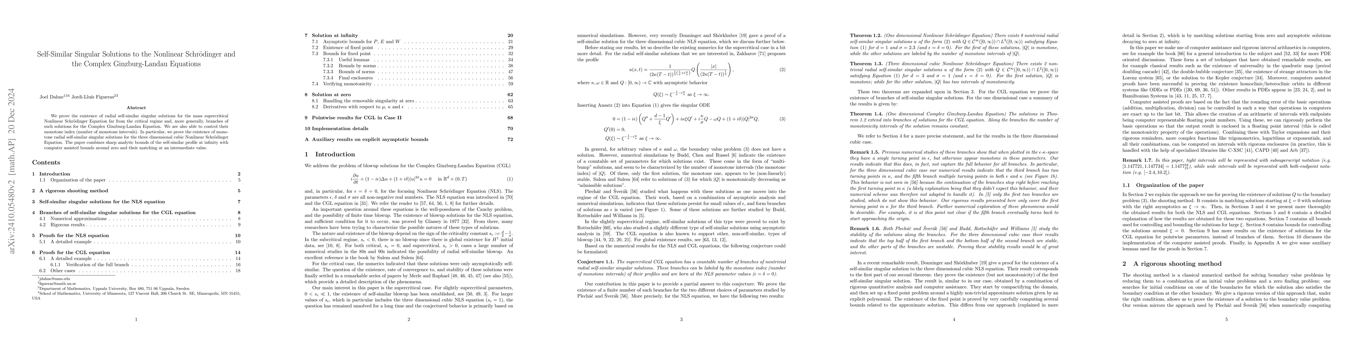 Thumbnail for Self-Similar Singular Solutions to the Nonlinear Schrödinger and the
  Complex Ginzburg-Landau Equations