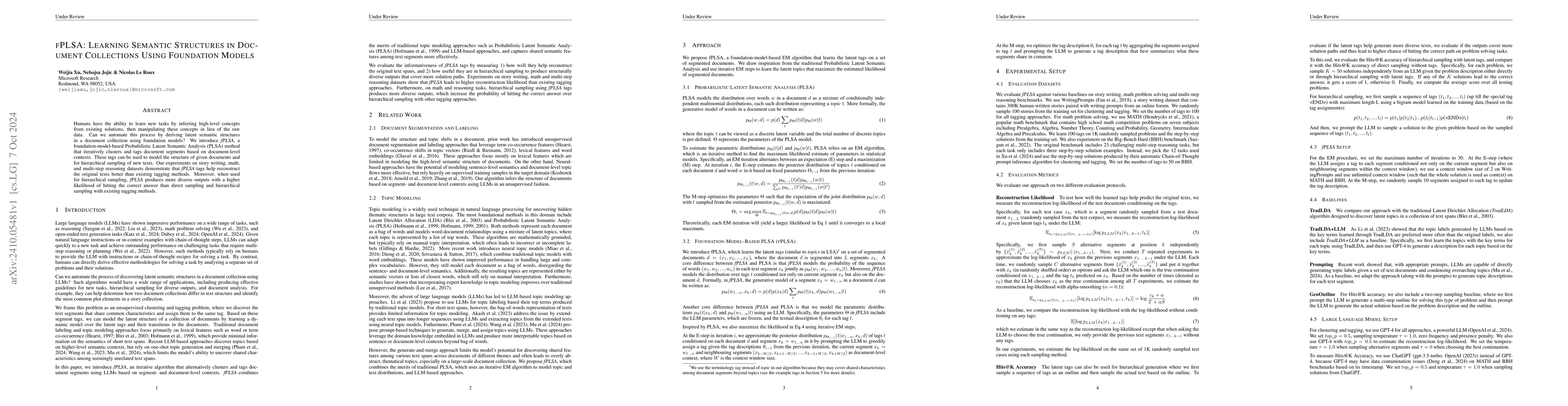 Thumbnail for fPLSA: Learning Semantic Structures in Document Collections Using
  Foundation Models