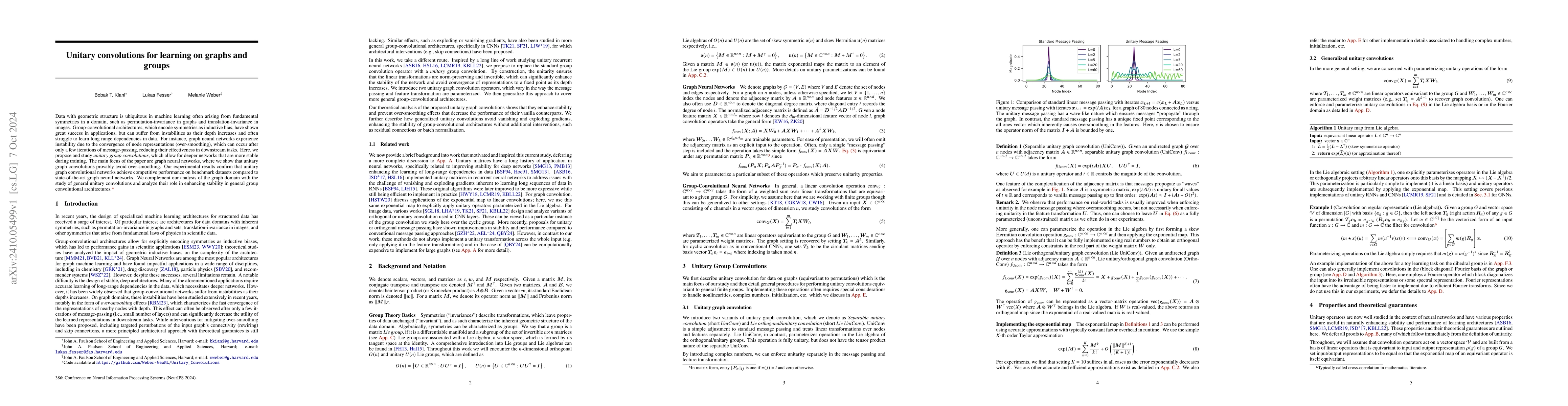 Thumbnail for Unitary convolutions for learning on graphs and groups