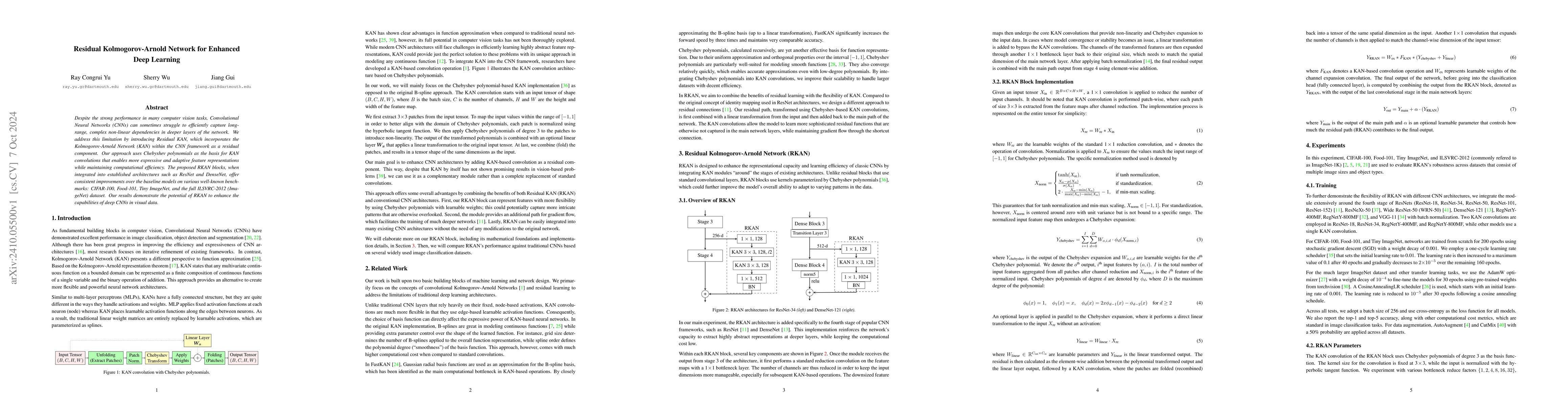 Thumbnail for Residual Kolmogorov-Arnold Network for Enhanced Deep Learning