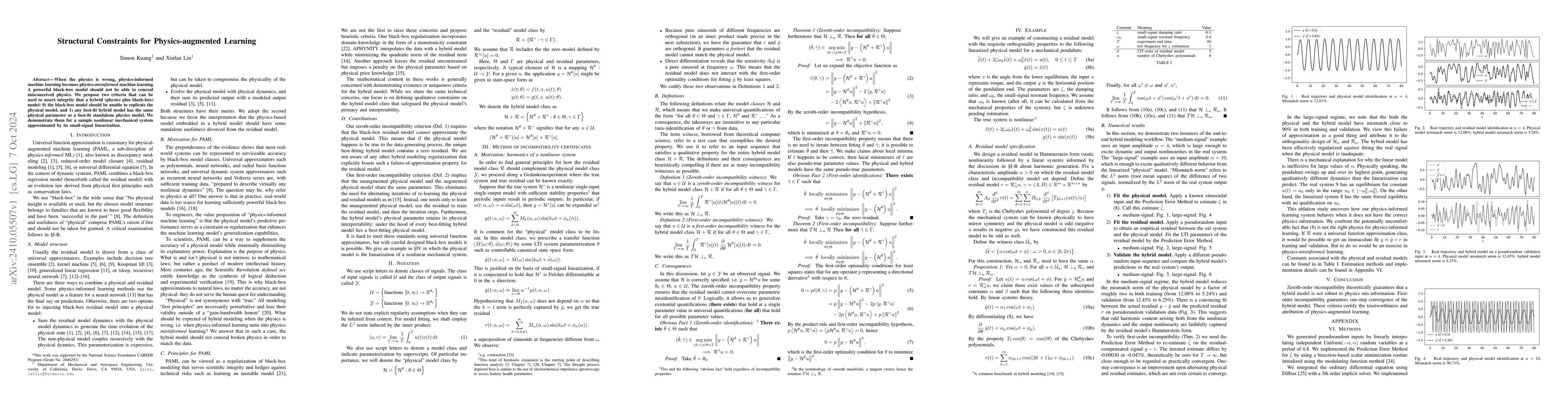Thumbnail for Structural Constraints for Physics-augmented Learning