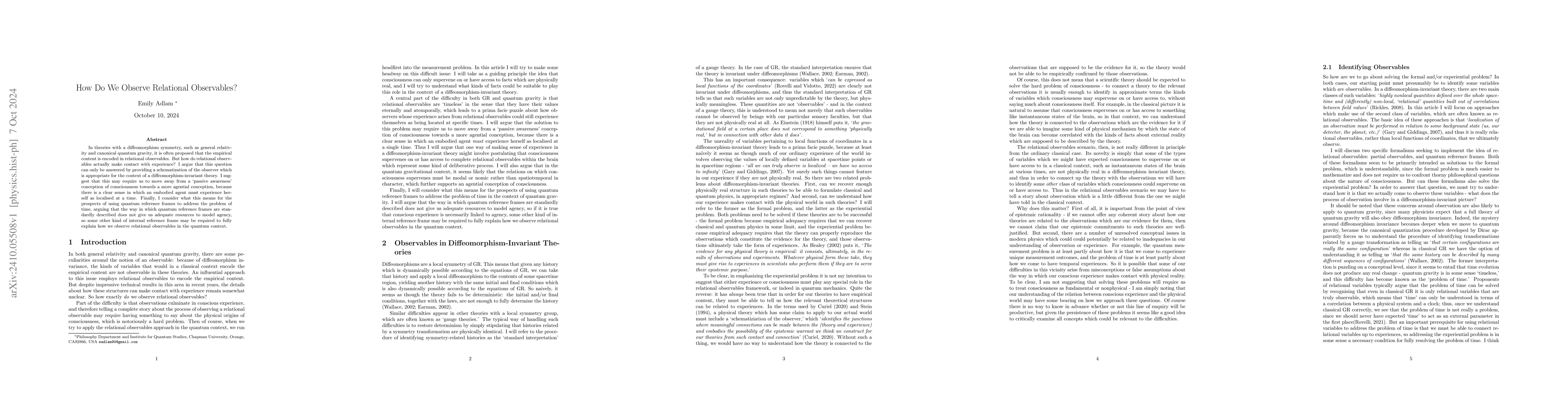 Thumbnail for How do we Observe Relational Observables?
