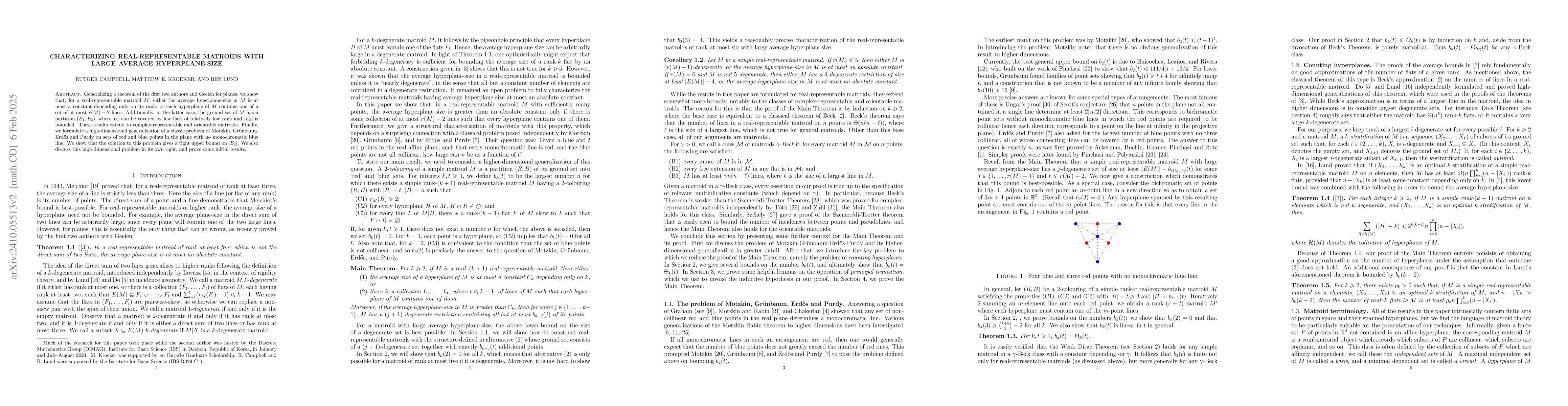 Thumbnail for Characterizing real-representable matroids with large average
  hyperplane-size