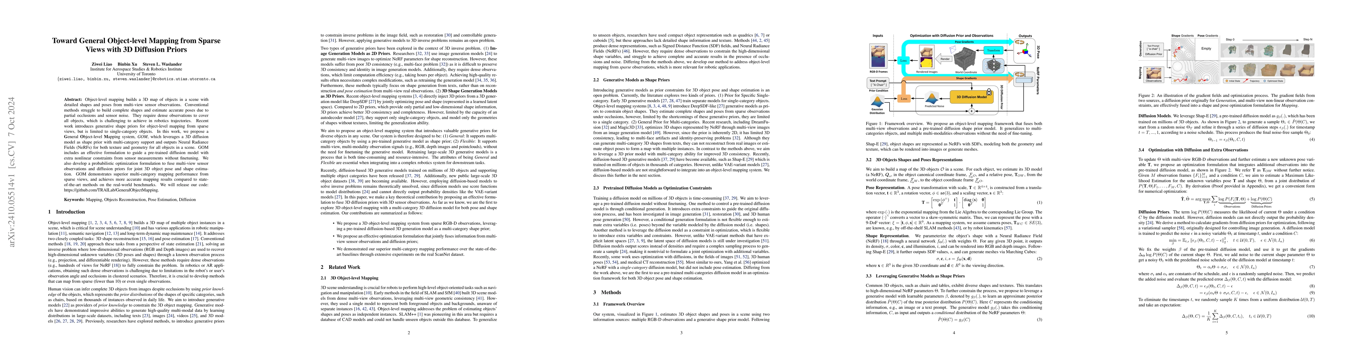 Thumbnail for Toward General Object-level Mapping from Sparse Views with 3D Diffusion
  Priors